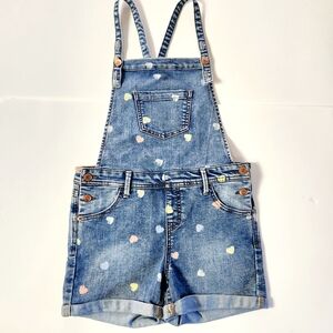 Cat & Jack Blue Heart Print Girl's  Overalls Size: 10/12